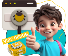 Тестирование & Vibe Debug. Охотники за багами - КИБЕРшкола программирования для детей, компьютерные курсы для школьников, начинающих и подростков - KIBERone г. Абакан